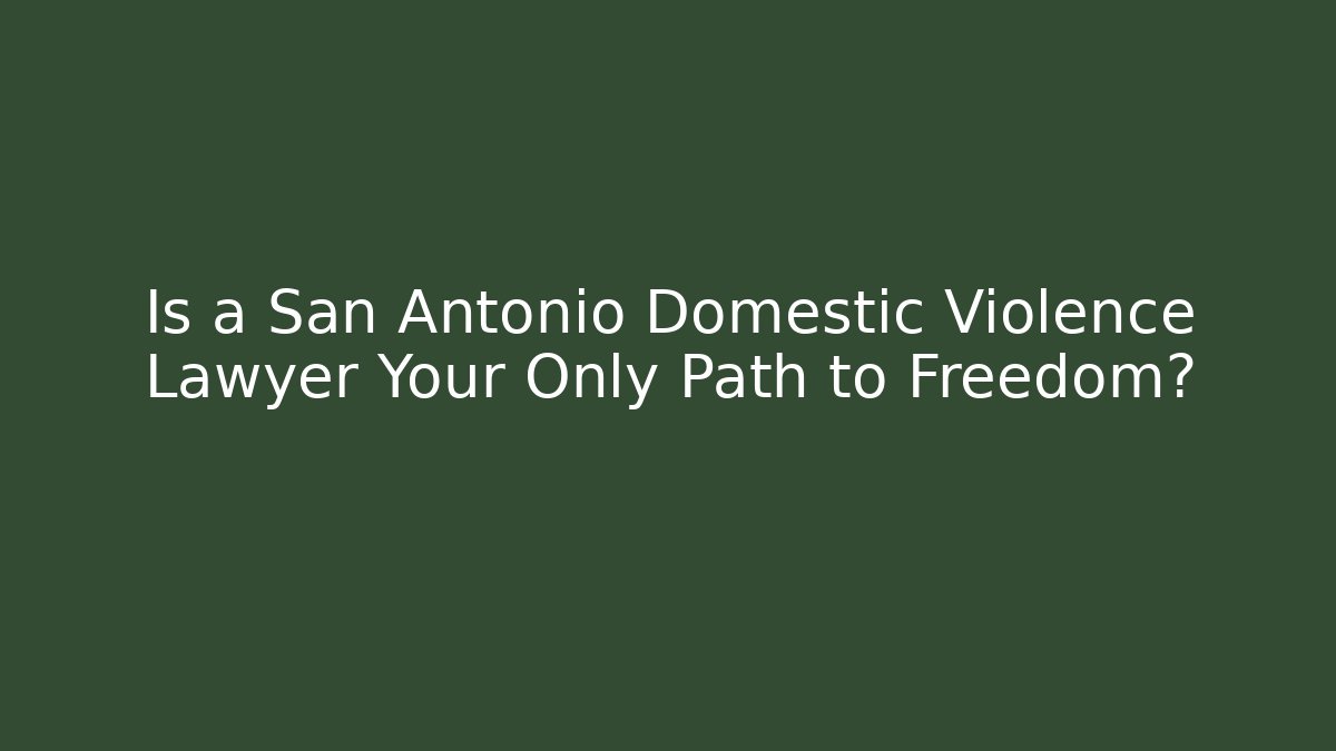 Is a San Antonio Domestic Violence Lawyer Your Only Path to Freedom?