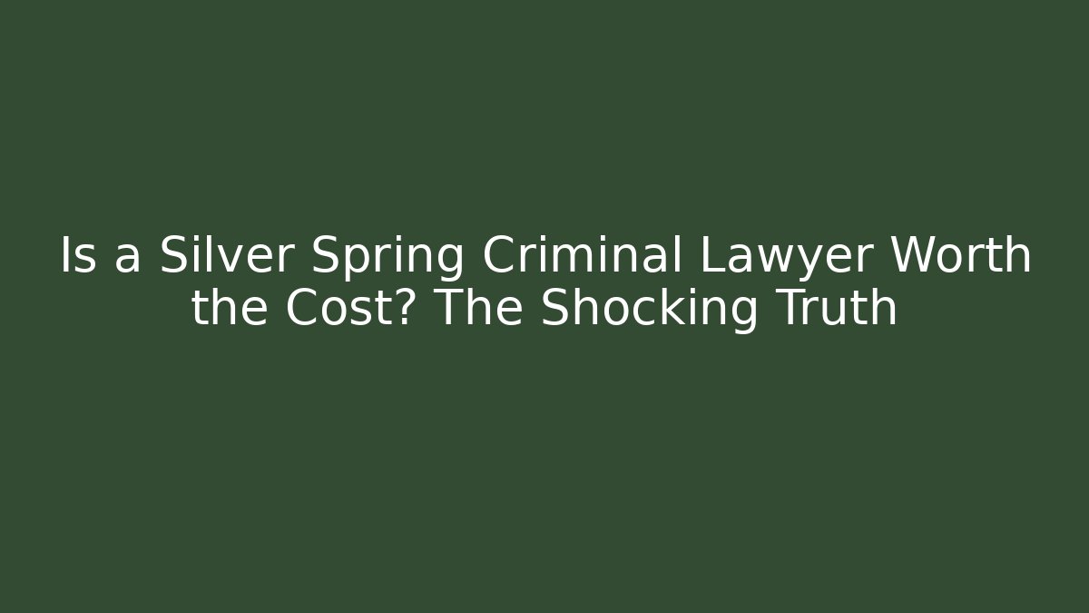 Is a Silver Spring Criminal Lawyer Worth the Cost? The Shocking Truth