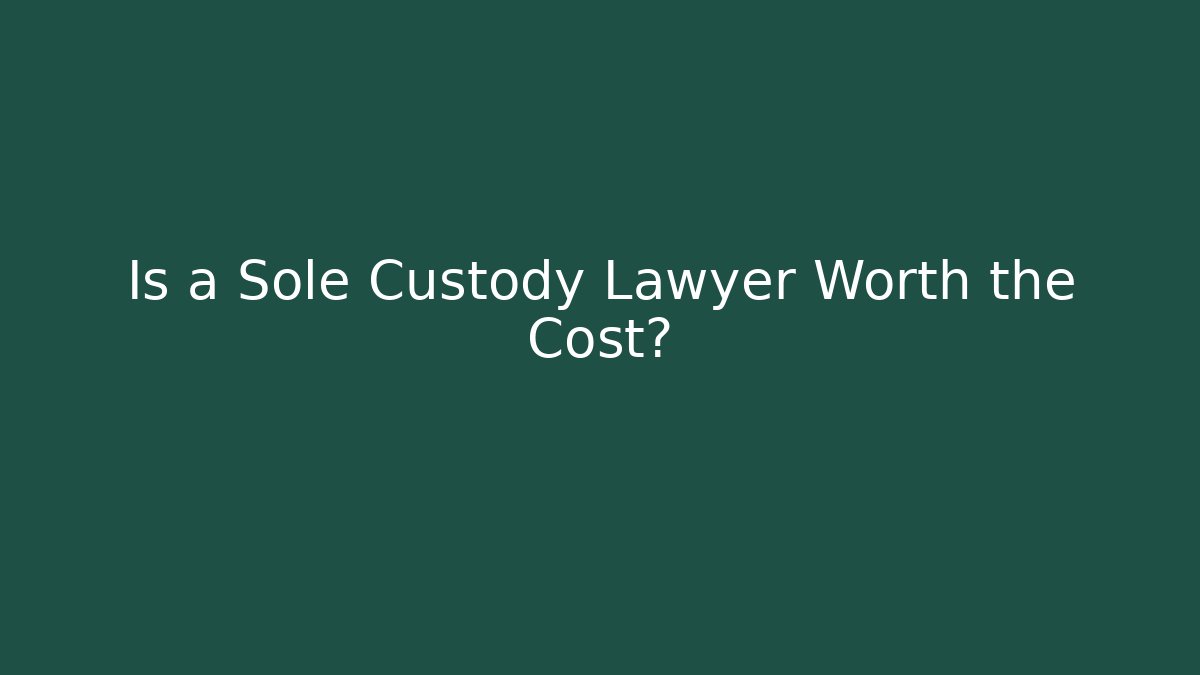 Is a Sole Custody Lawyer Worth the Cost? - WealthxGroup