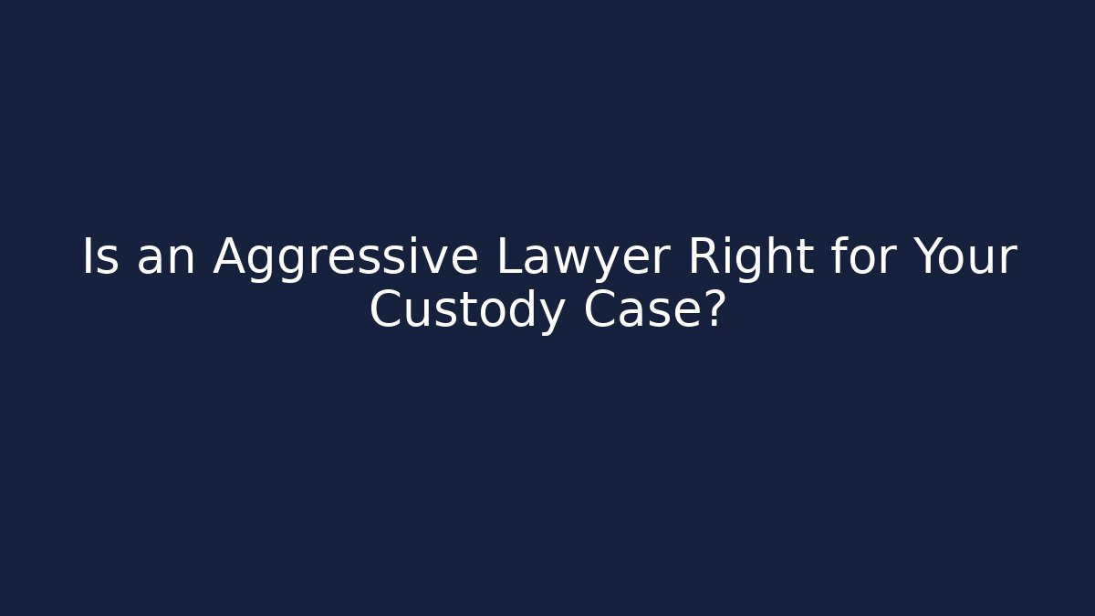 Is an Aggressive Lawyer Right for Your Custody Case?