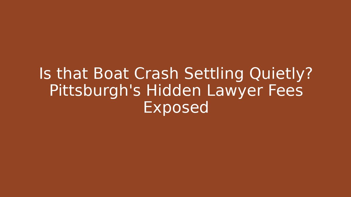 Is that Boat Crash Settling Quietly? Pittsburgh’s Hidden Lawyer Fees Exposed