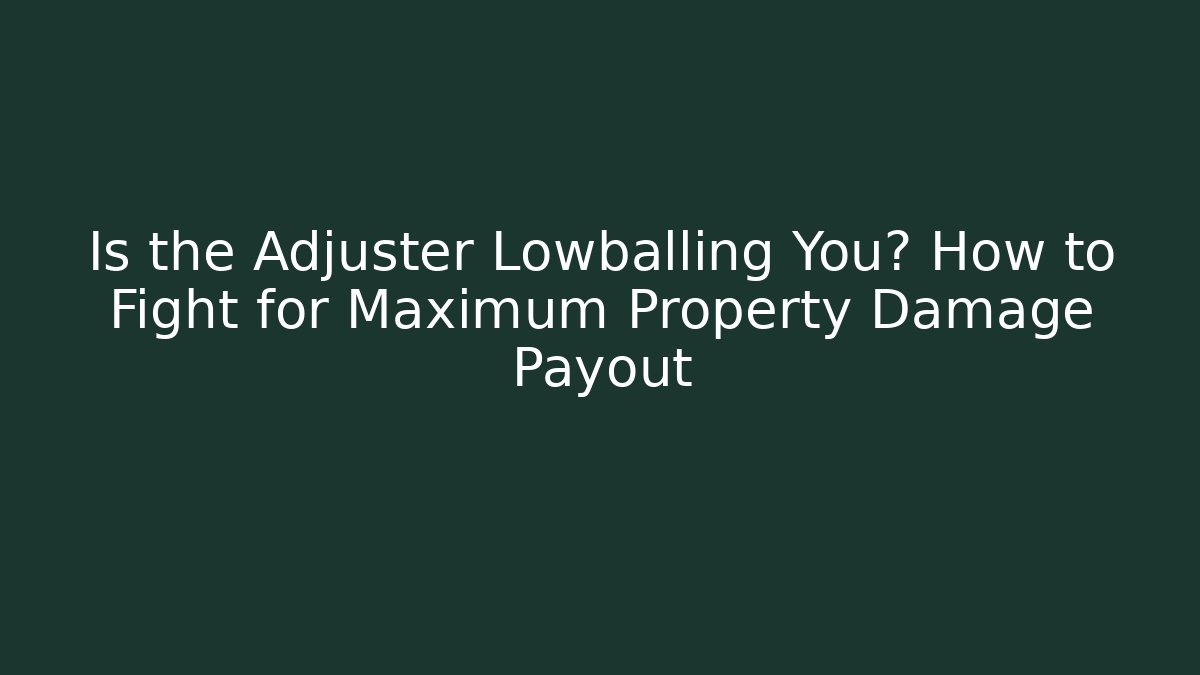 Is the Adjuster Lowballing You? How to Fight for Maximum Property Damage Payout