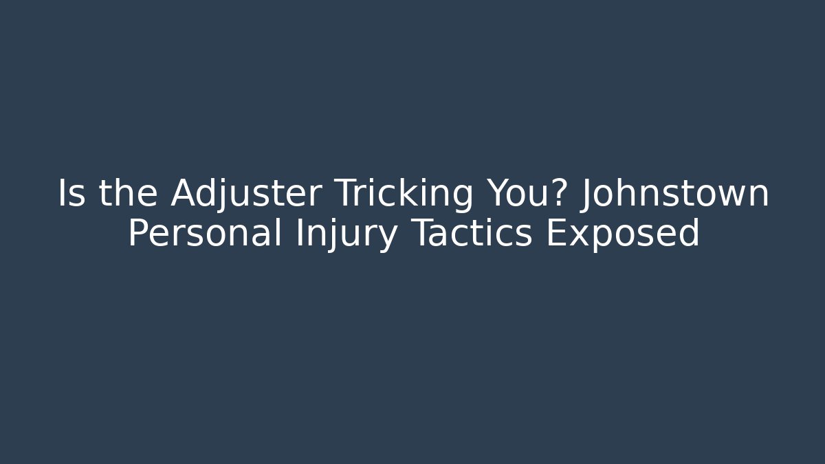 Is the Adjuster Tricking You? Johnstown Personal Injury Tactics Exposed