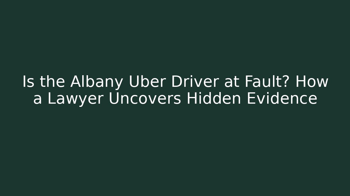 Is the Albany Uber Driver at Fault? How a Lawyer Uncovers Hidden Evidence