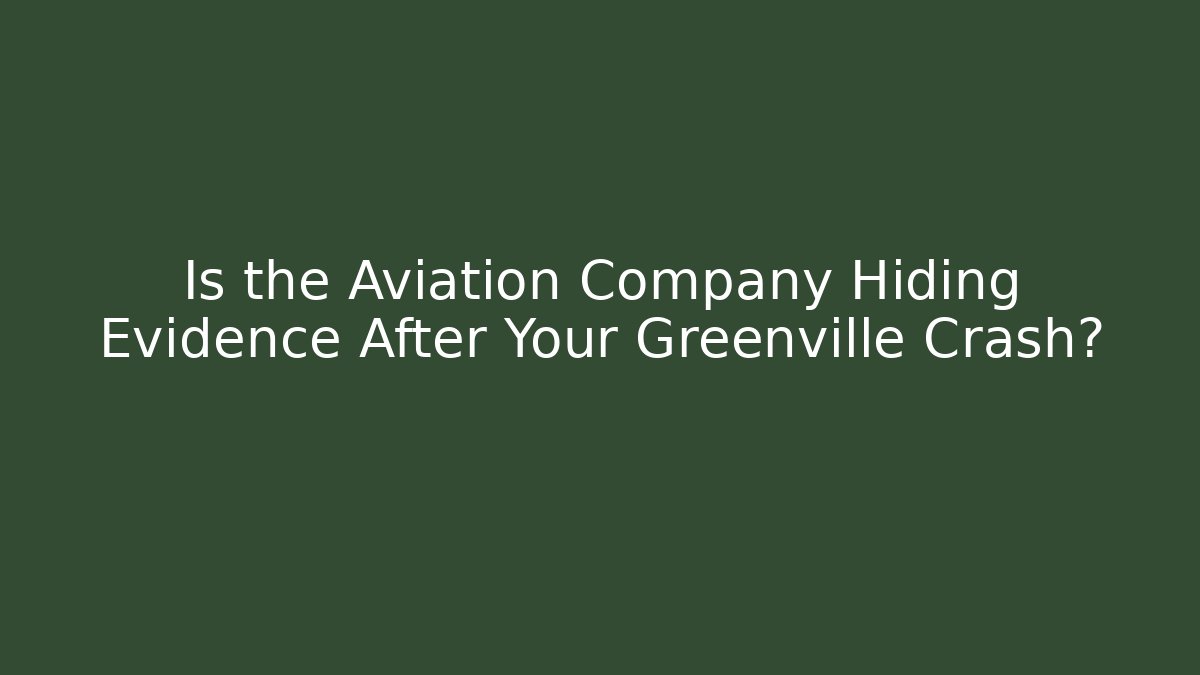 Is the Aviation Company Hiding Evidence After Your Greenville Crash?