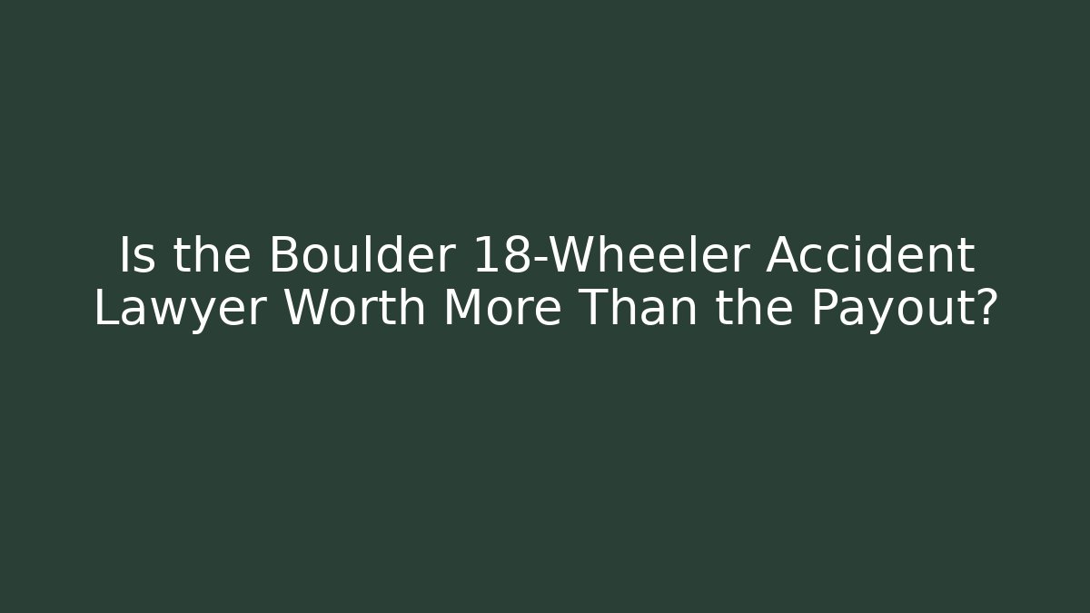 Is the Boulder 18-Wheeler Accident Lawyer Worth More Than the Payout?