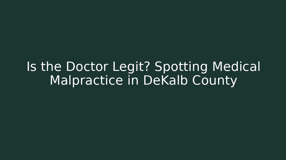 Is the Doctor Legit? Spotting Medical Malpractice in DeKalb County