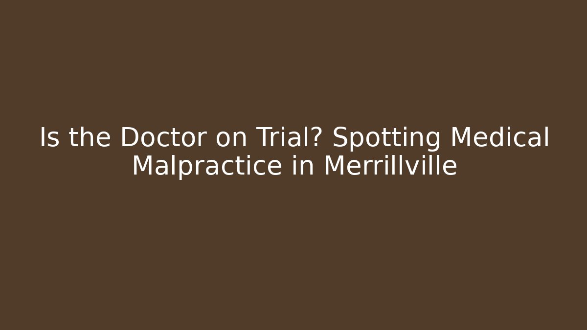 Is the Doctor on Trial? Spotting Medical Malpractice in Merrillville