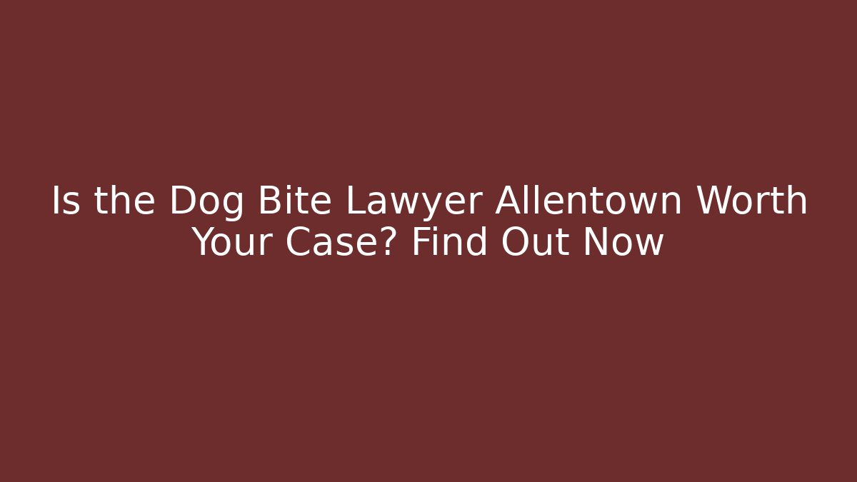 Is the Dog Bite Lawyer Allentown Worth Your Case? Find Out Now
