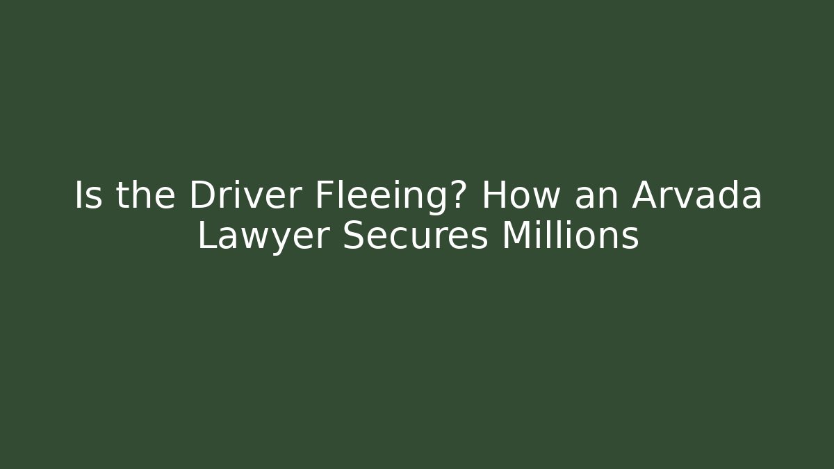 Is the Driver Fleeing? How an Arvada Lawyer Secures Millions