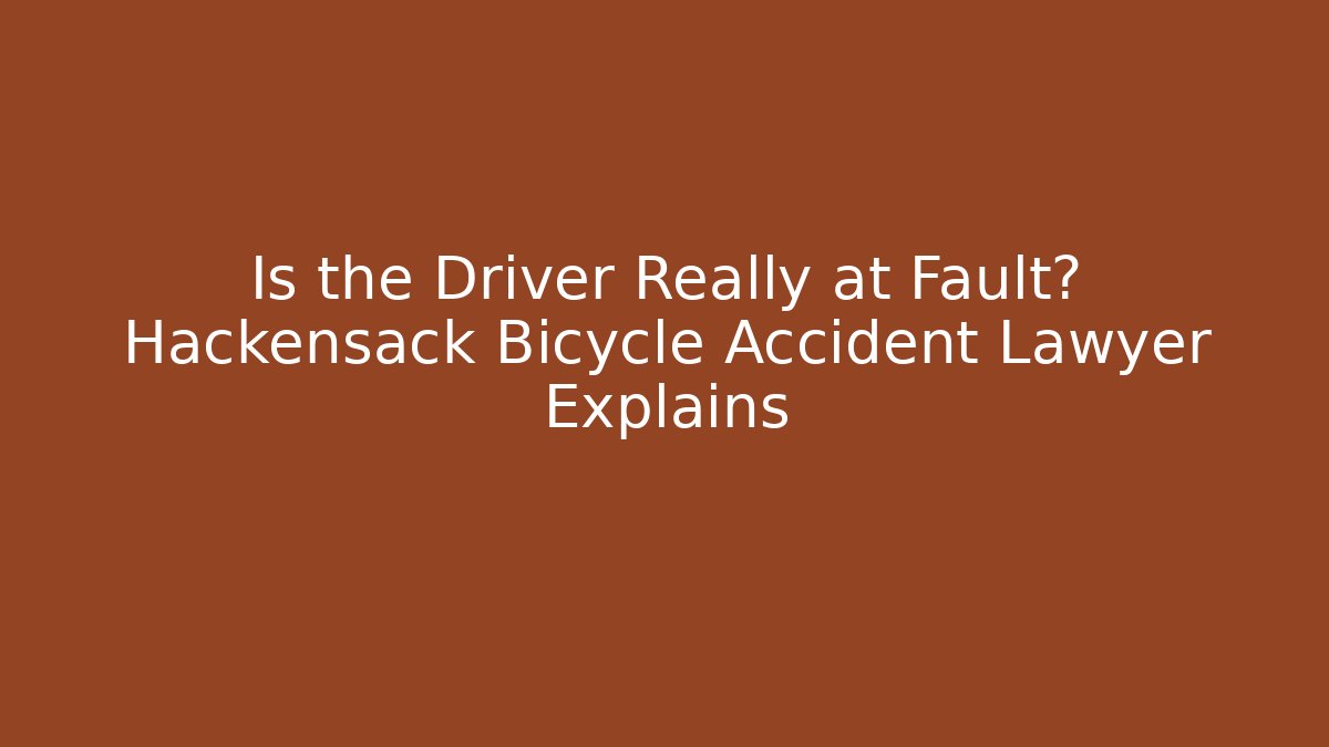 Is the Driver Really at Fault? Hackensack Bicycle Accident Lawyer Explains - WealthxGroup