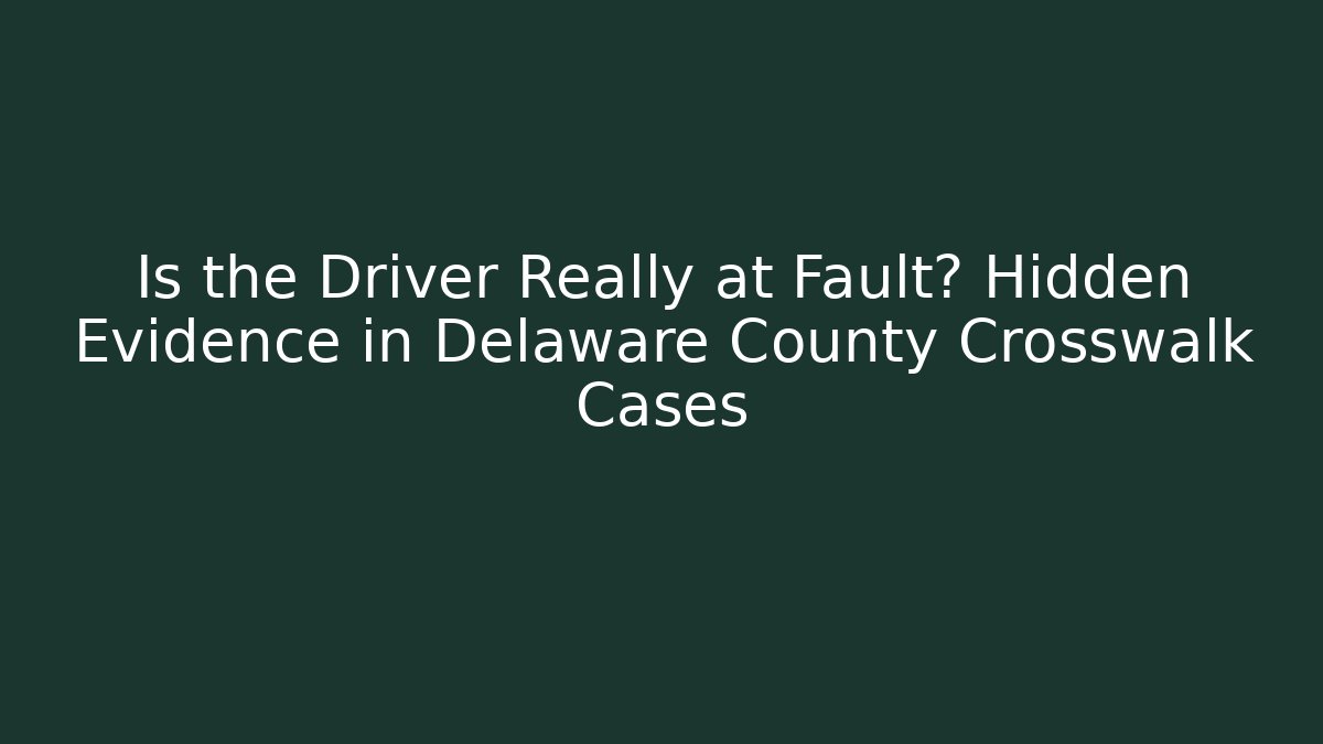 Is the Driver Really at Fault? Hidden Evidence in Delaware County Crosswalk Cases