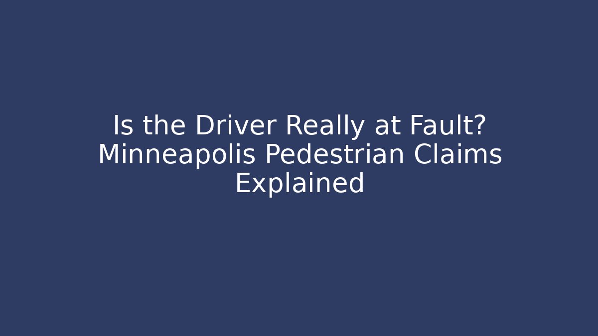 Is the Driver Really at Fault? Minneapolis Pedestrian Claims Explained