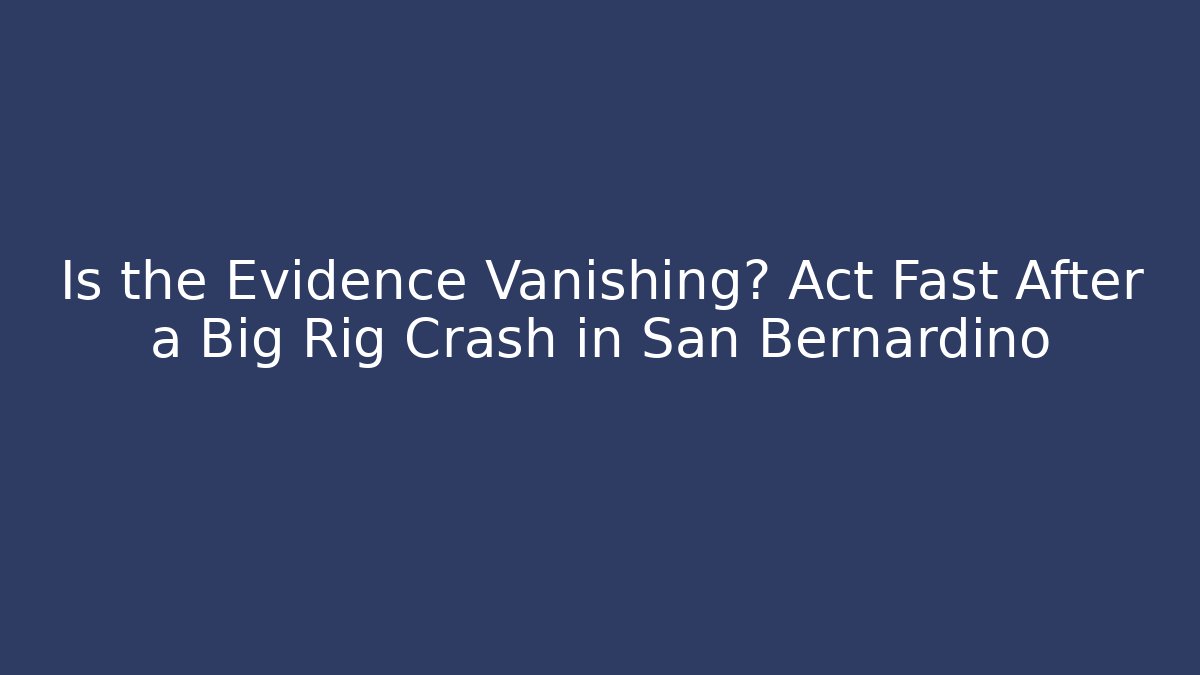 Is the Evidence Vanishing? Act Fast After a Big Rig Crash in San Bernardino