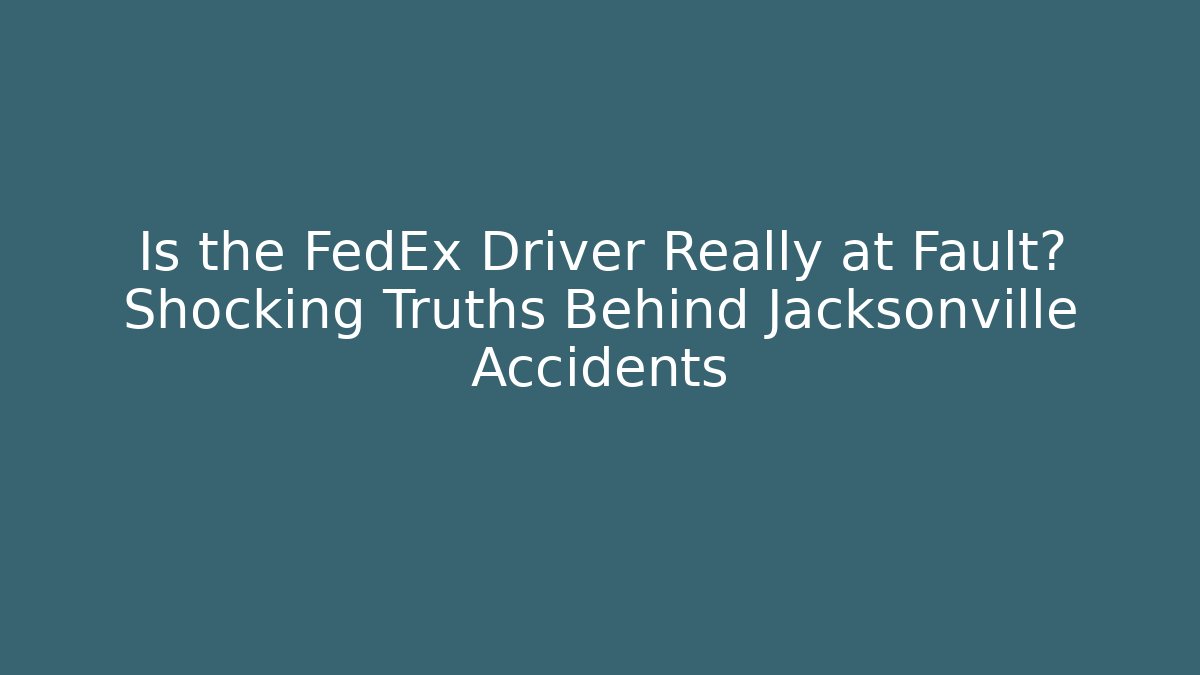 Is the FedEx Driver Really at Fault? Shocking Truths Behind Jacksonville Accidents