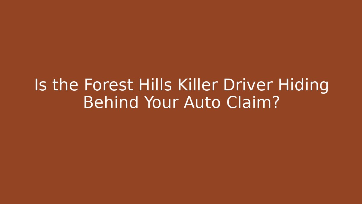 Is the Forest Hills Killer Driver Hiding Behind Your Auto Claim?