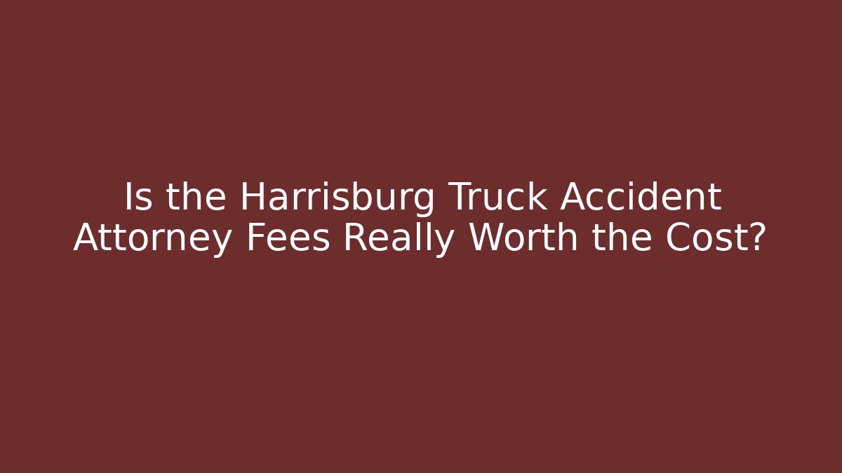 Is the Harrisburg Truck Accident Attorney Fees Really Worth the Cost? - WealthxGroup