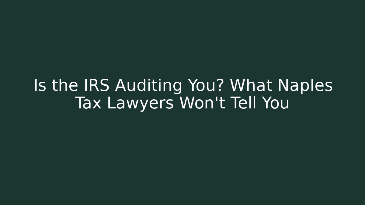 Is the IRS Auditing You? What Naples Tax Lawyers Won't Tell You