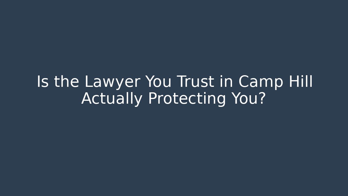 Is the Lawyer You Trust in Camp Hill Actually Protecting You?