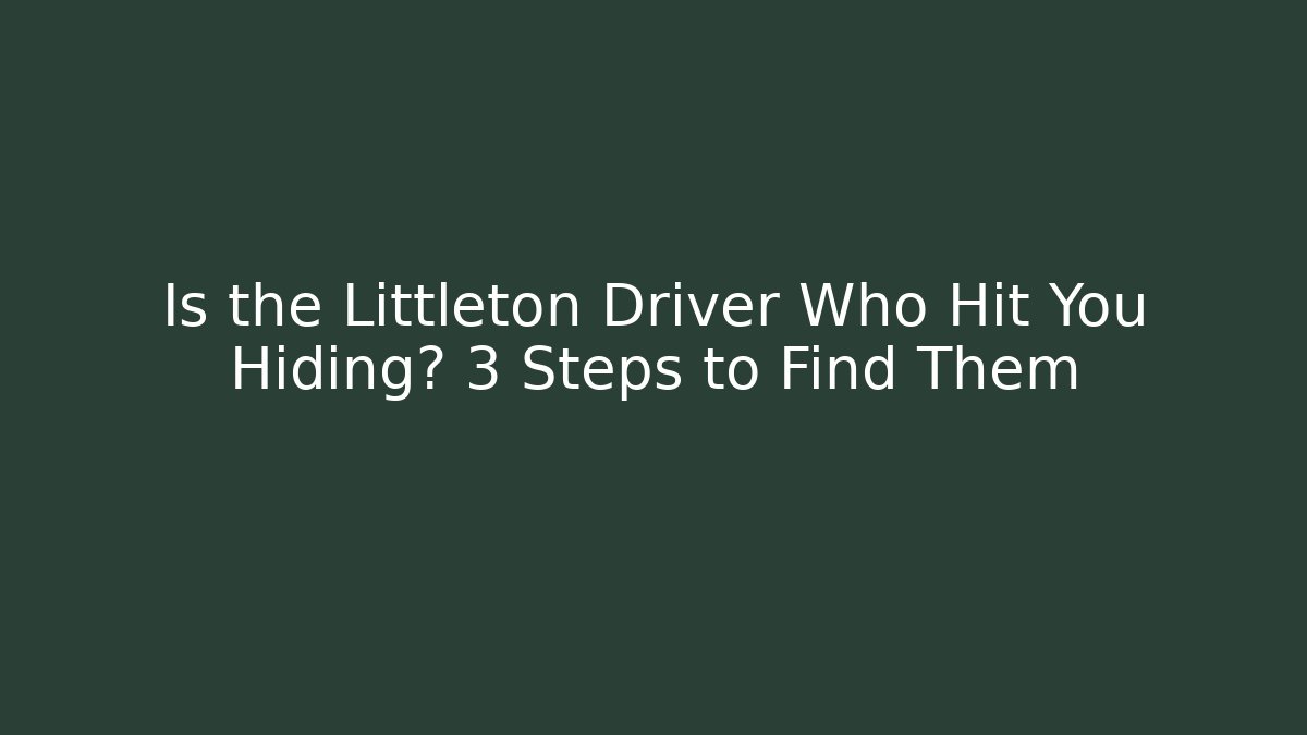 Is the Littleton Driver Who Hit You Hiding? 3 Steps to Find Them