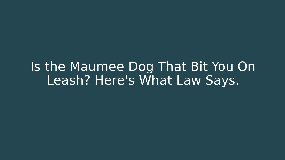 Is the Maumee Dog That Bit You On Leash? Here’s What Law Says.