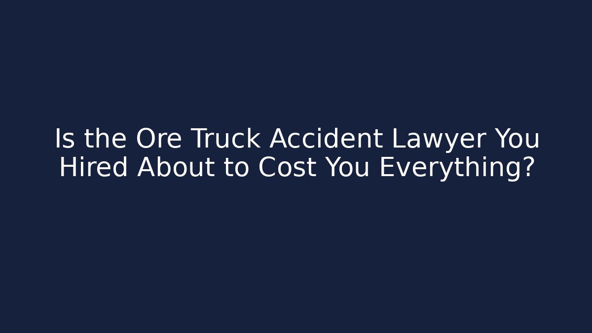 Is the Ore Truck Accident Lawyer You Hired About to Cost You Everything?