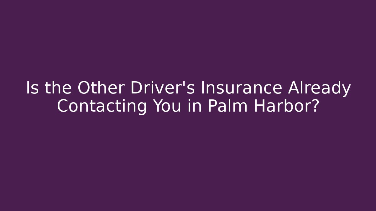 Is the Other Driver's Insurance Already Contacting You in Palm Harbor?