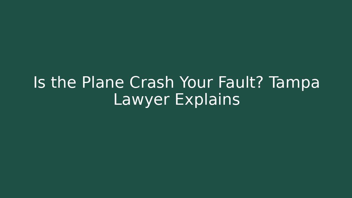 Is the Plane Crash Your Fault? Tampa Lawyer Explains