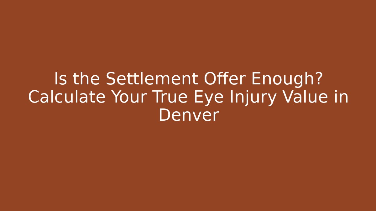 Is the Settlement Offer Enough? Calculate Your True Eye Injury Value in Denver