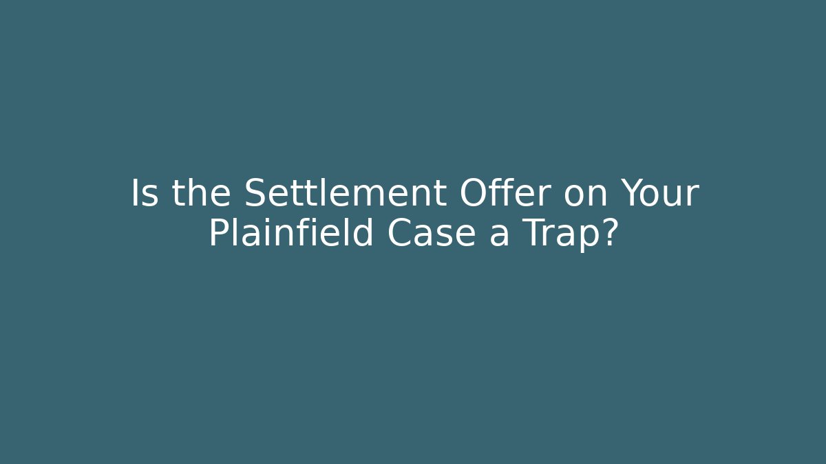 Is the Settlement Offer on Your Plainfield Case a Trap?