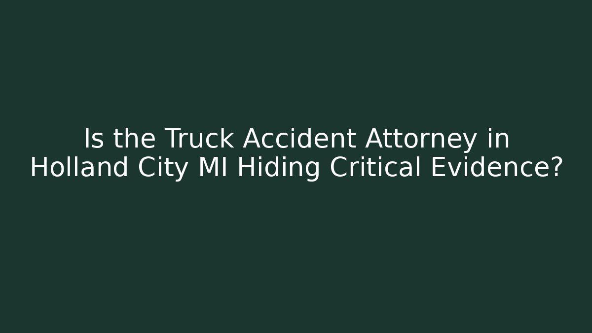 Is the Truck Accident Attorney in Holland City MI Hiding Critical Evidence?