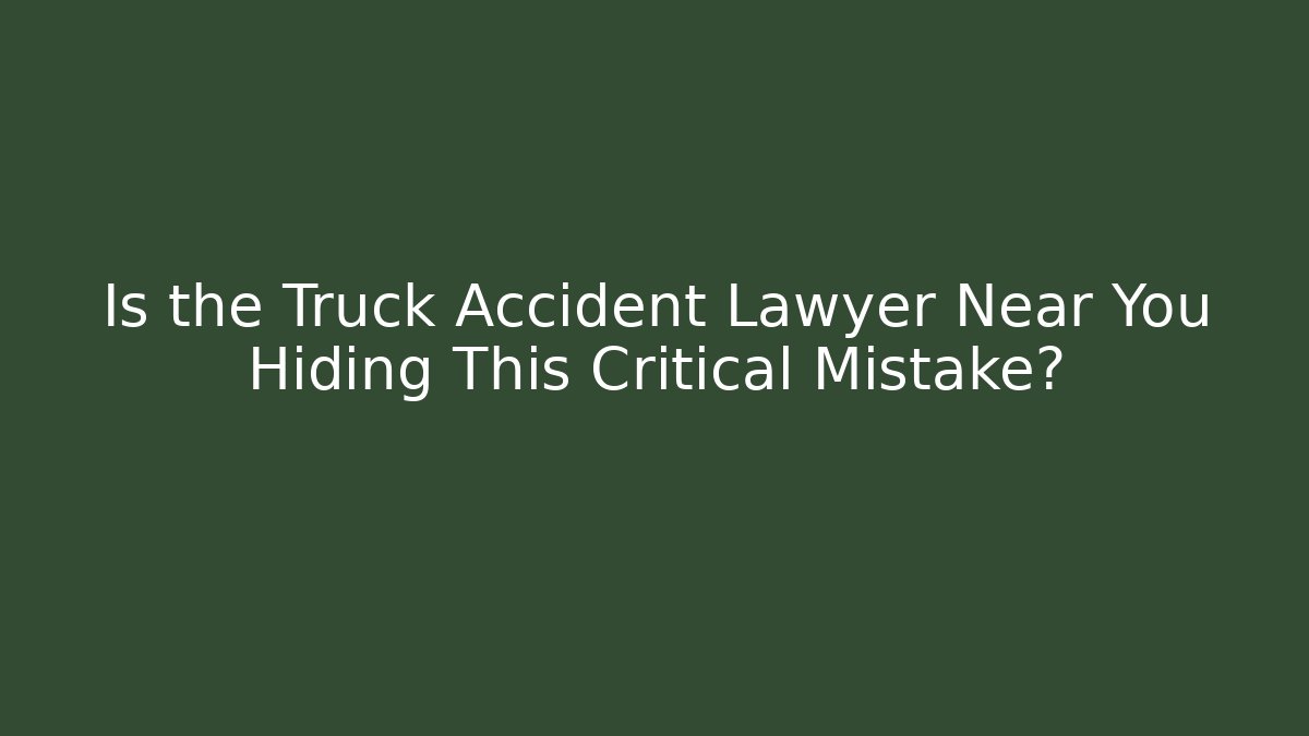 Is the Truck Accident Lawyer Near You Hiding This Critical Mistake?