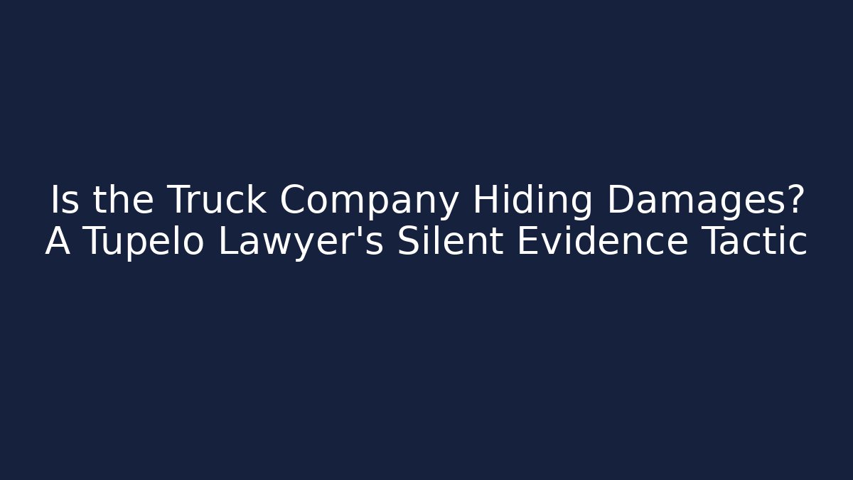 Is the Truck Company Hiding Damages? A Tupelo Lawyer’s Silent Evidence Tactic