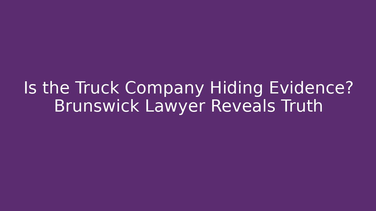 Is the Truck Company Hiding Evidence? Brunswick Lawyer Reveals Truth