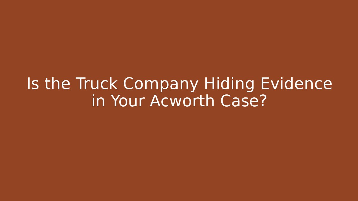 Is the Truck Company Hiding Evidence in Your Acworth Case? - WealthxGroup