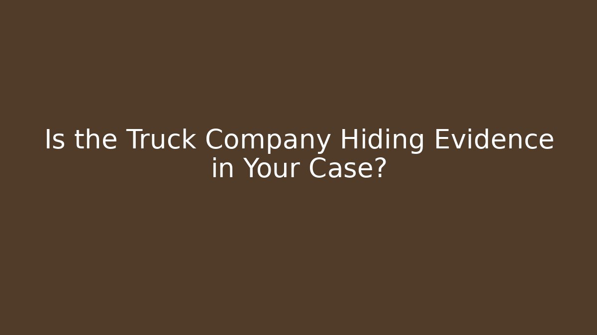 Is the Truck Company Hiding Evidence in Your Case?