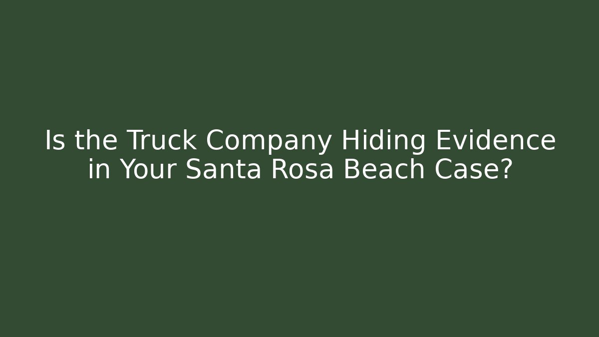 Is the Truck Company Hiding Evidence in Your Santa Rosa Beach Case?