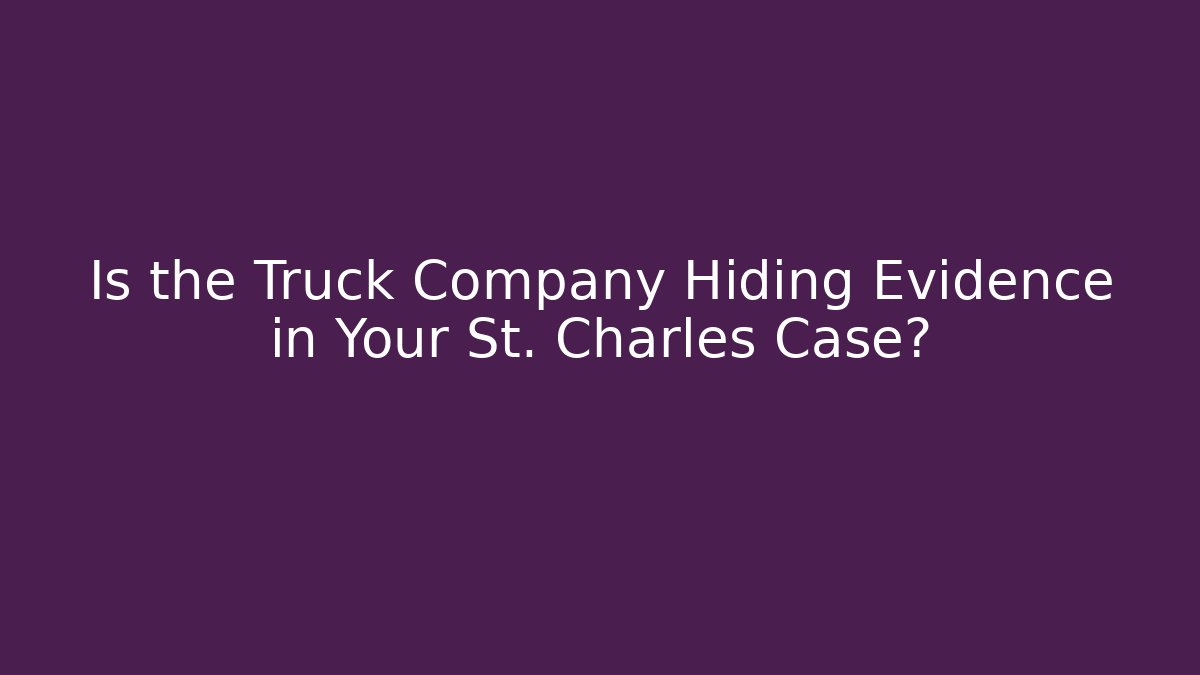 Is the Truck Company Hiding Evidence in Your St. Charles Case?