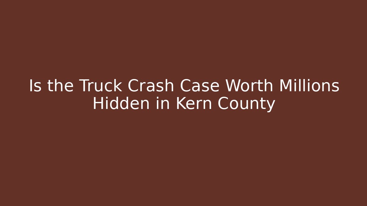 Is the Truck Crash Case Worth Millions Hidden in Kern County