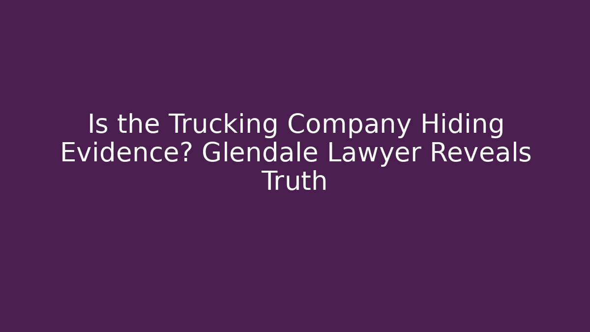 Is the Trucking Company Hiding Evidence? Glendale Lawyer Reveals Truth