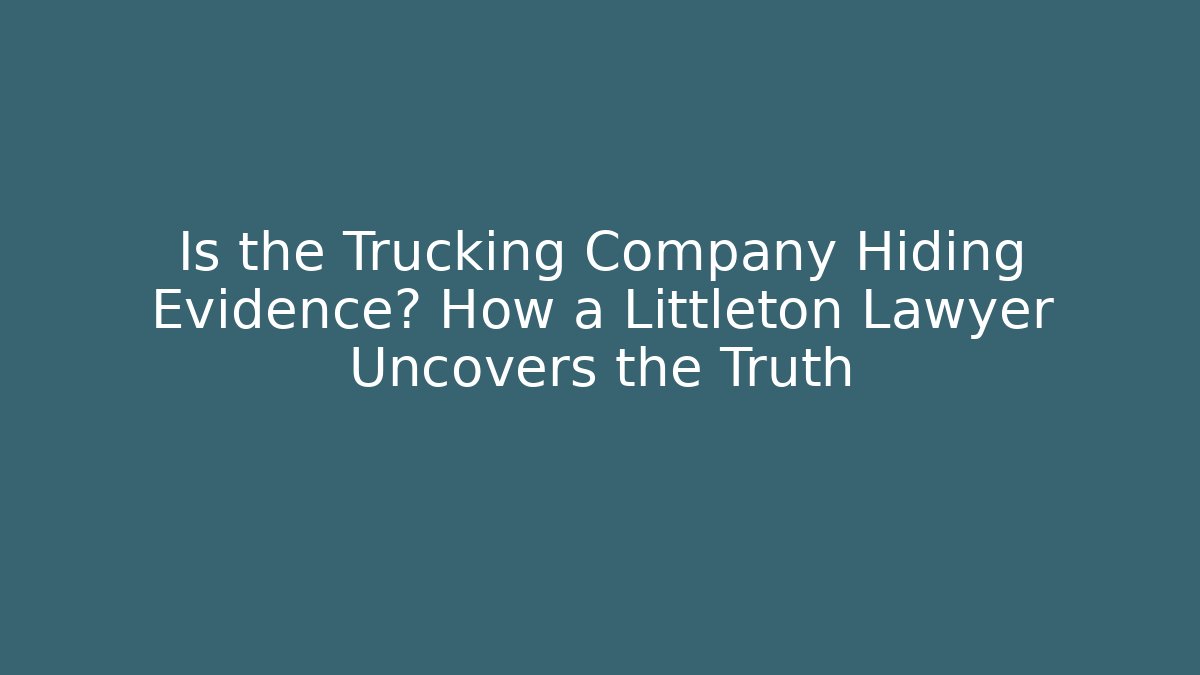 Is the Trucking Company Hiding Evidence? How a Littleton Lawyer Uncovers the Truth