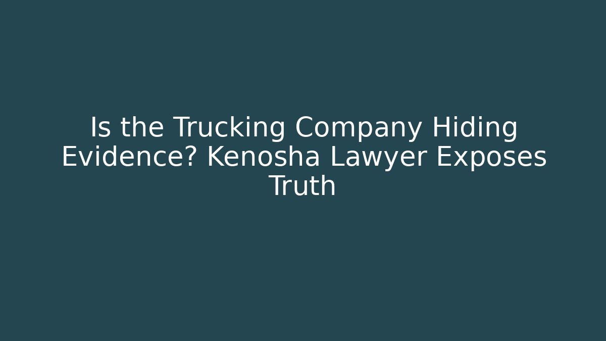 Is the Trucking Company Hiding Evidence? Kenosha Lawyer Exposes Truth