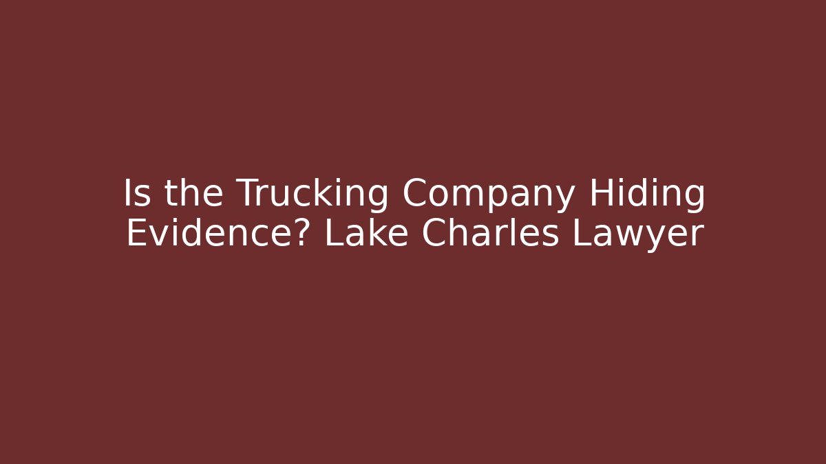 Is the Trucking Company Hiding Evidence? Lake Charles Lawyer