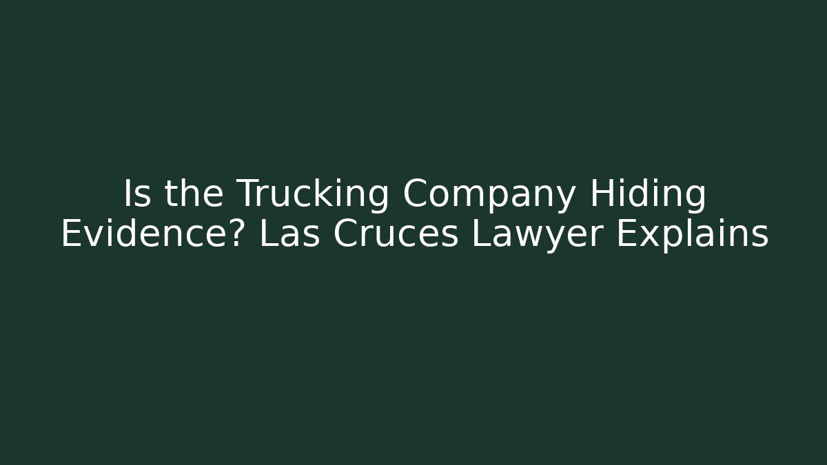 Is the Trucking Company Hiding Evidence? Las Cruces Lawyer Explains