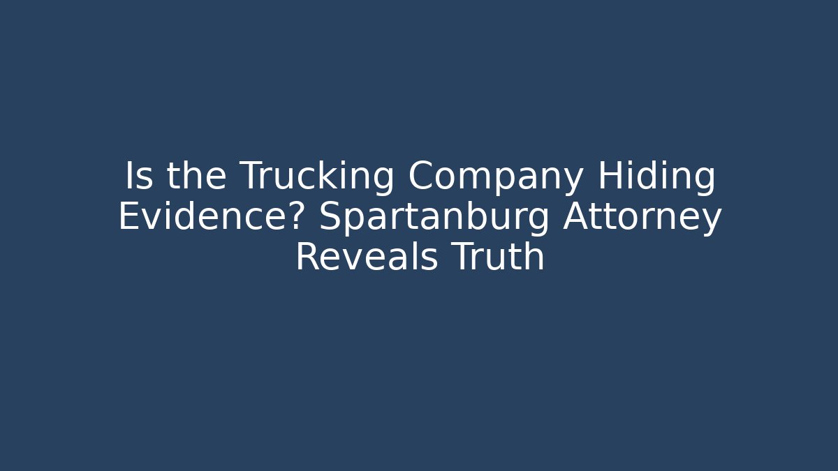 Is the Trucking Company Hiding Evidence? Spartanburg Attorney Reveals Truth