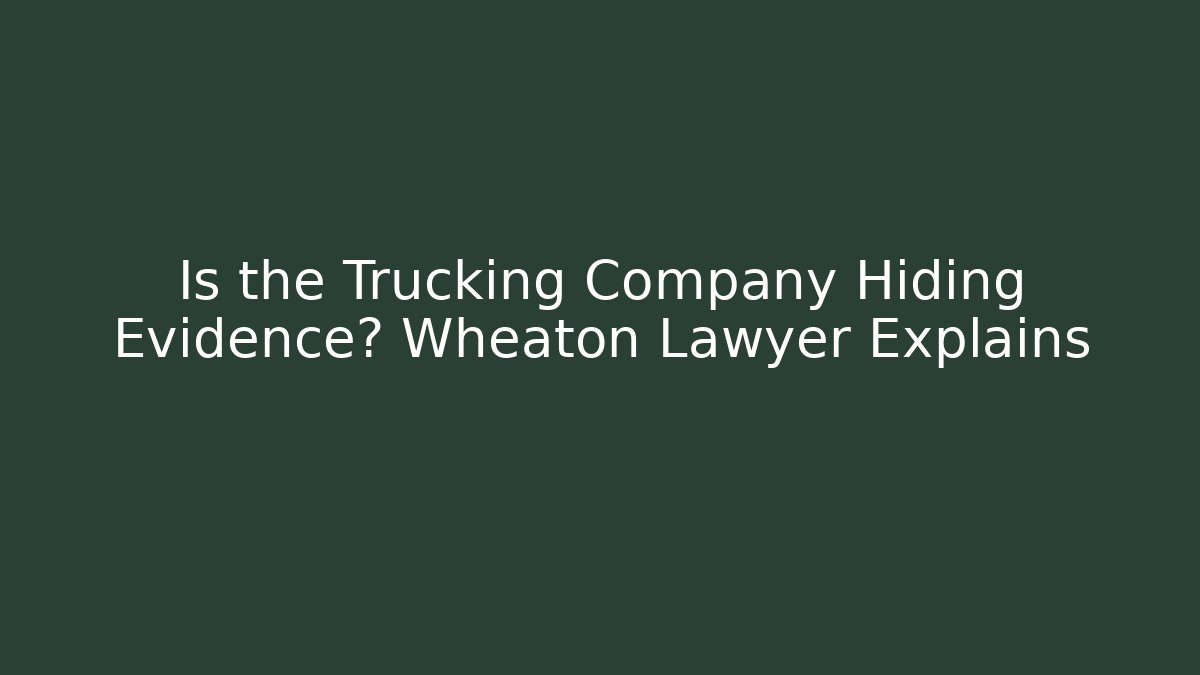 Is the Trucking Company Hiding Evidence? Wheaton Lawyer Explains