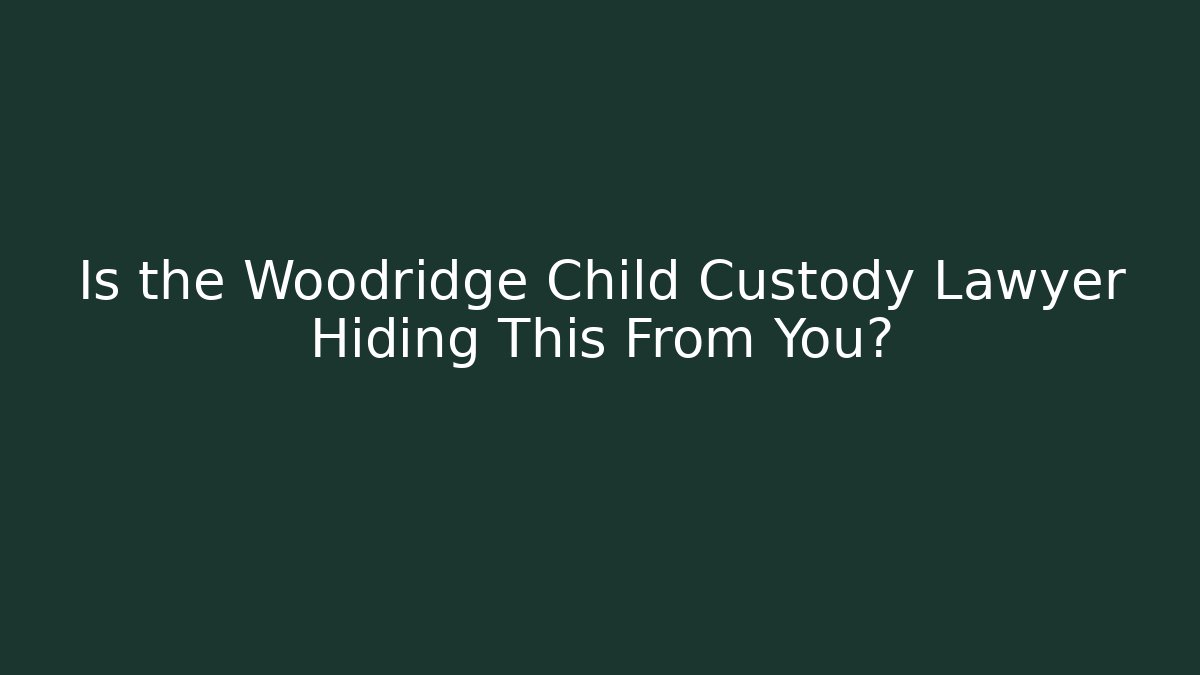 Is the Woodridge Child Custody Lawyer Hiding This From You?