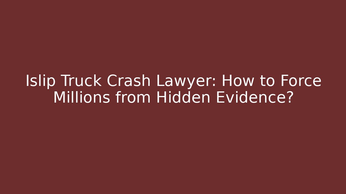 Islip Truck Crash Lawyer: How to Force Millions from Hidden Evidence?