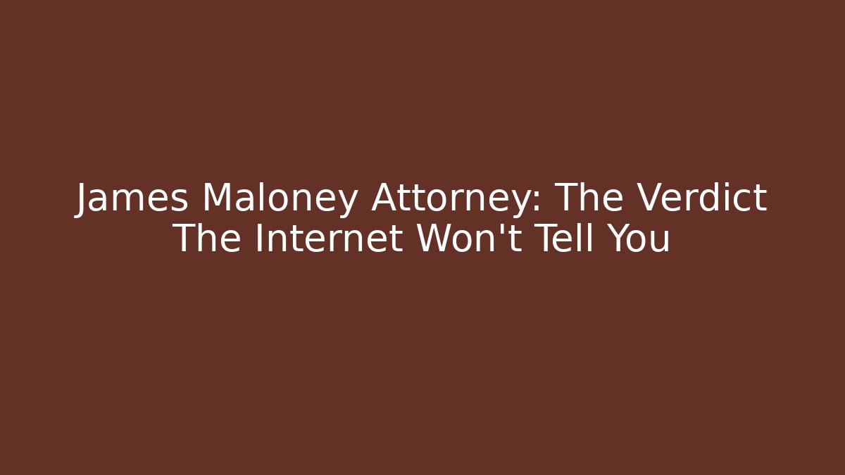 James Maloney Attorney: The Verdict The Internet Won't Tell You