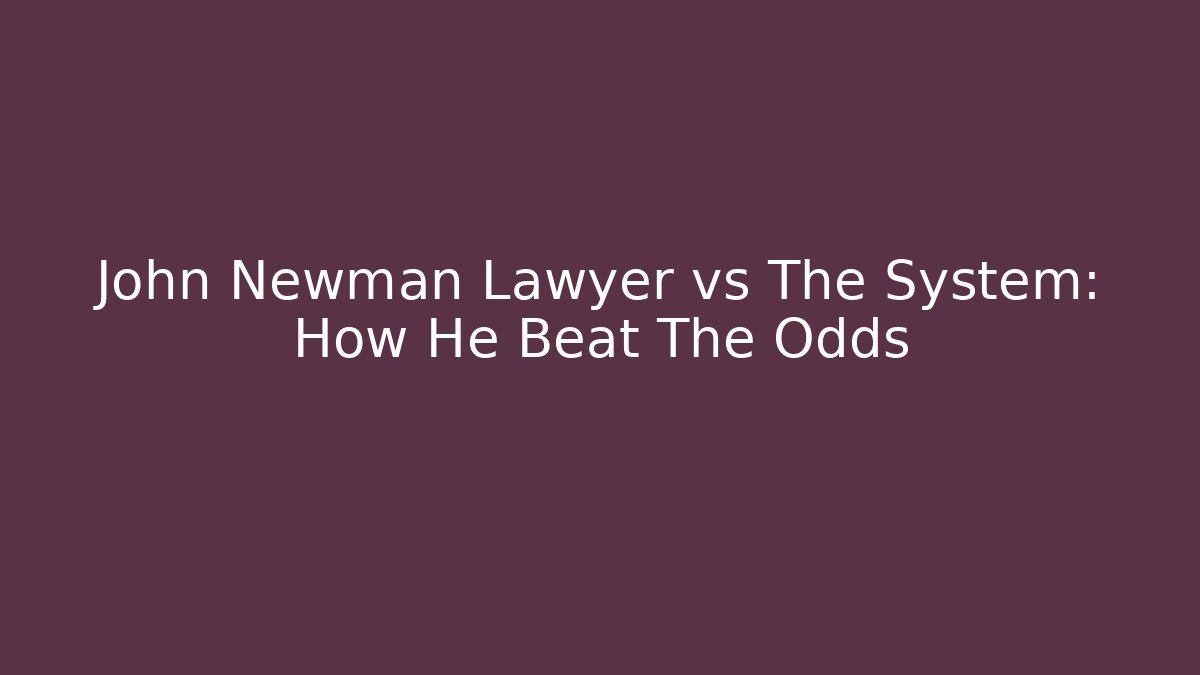 John Newman Lawyer vs The System: How He Beat The Odds